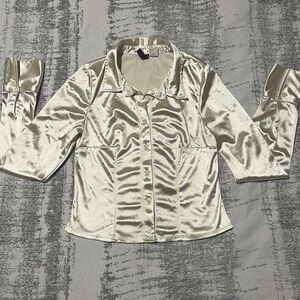 Cream Silk Button Up